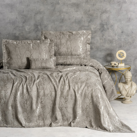 Set cuvertură lux jacquard, Cotton Box, Dalya - Grey [0]