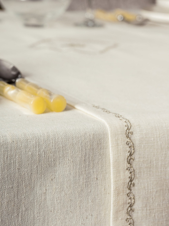Set fata de masa, 8 piese, Cotton Box, Pera - Ecru, 175x240cm [1]