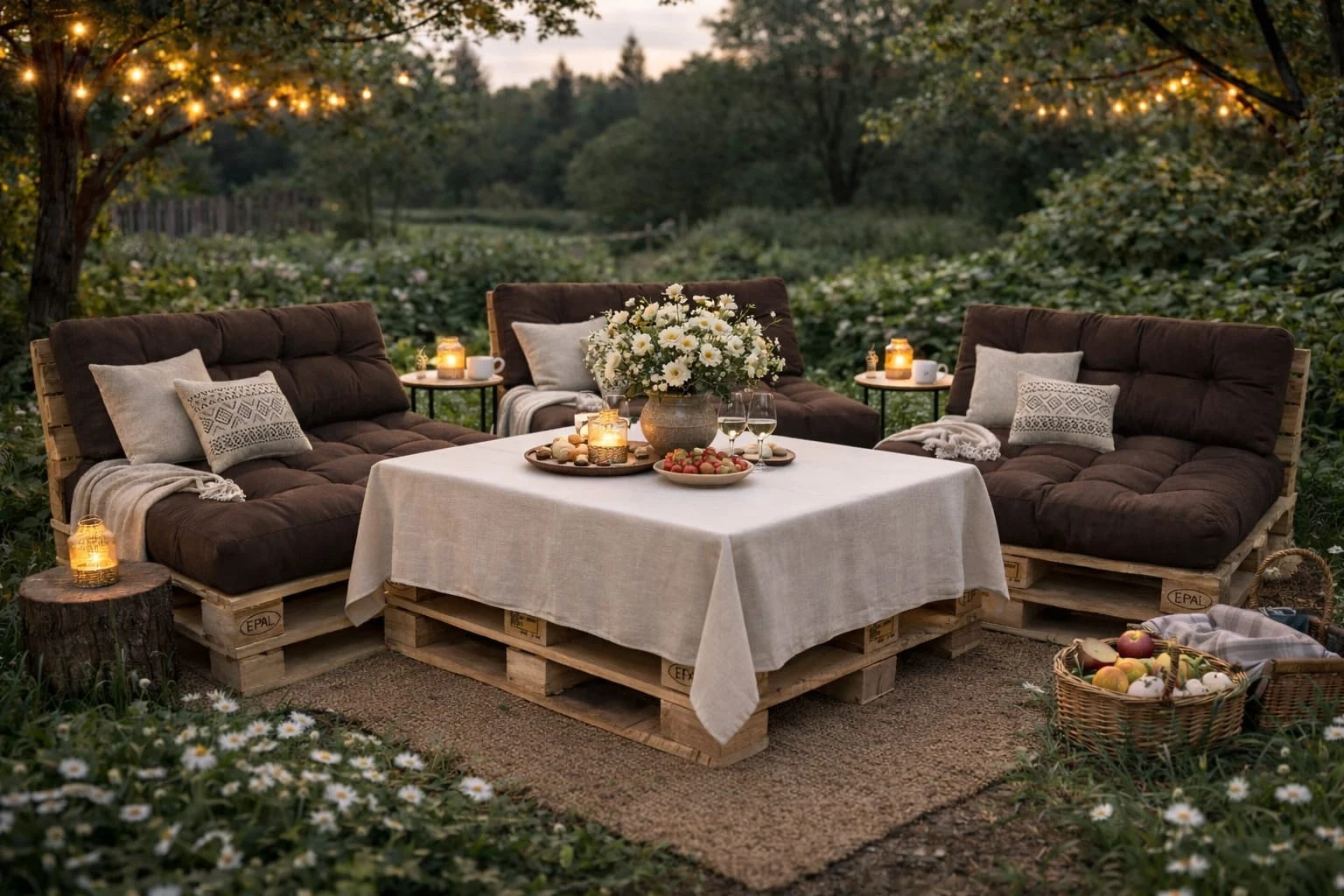 Set perne gradina "Pallet Soft Seating" Maro [2]