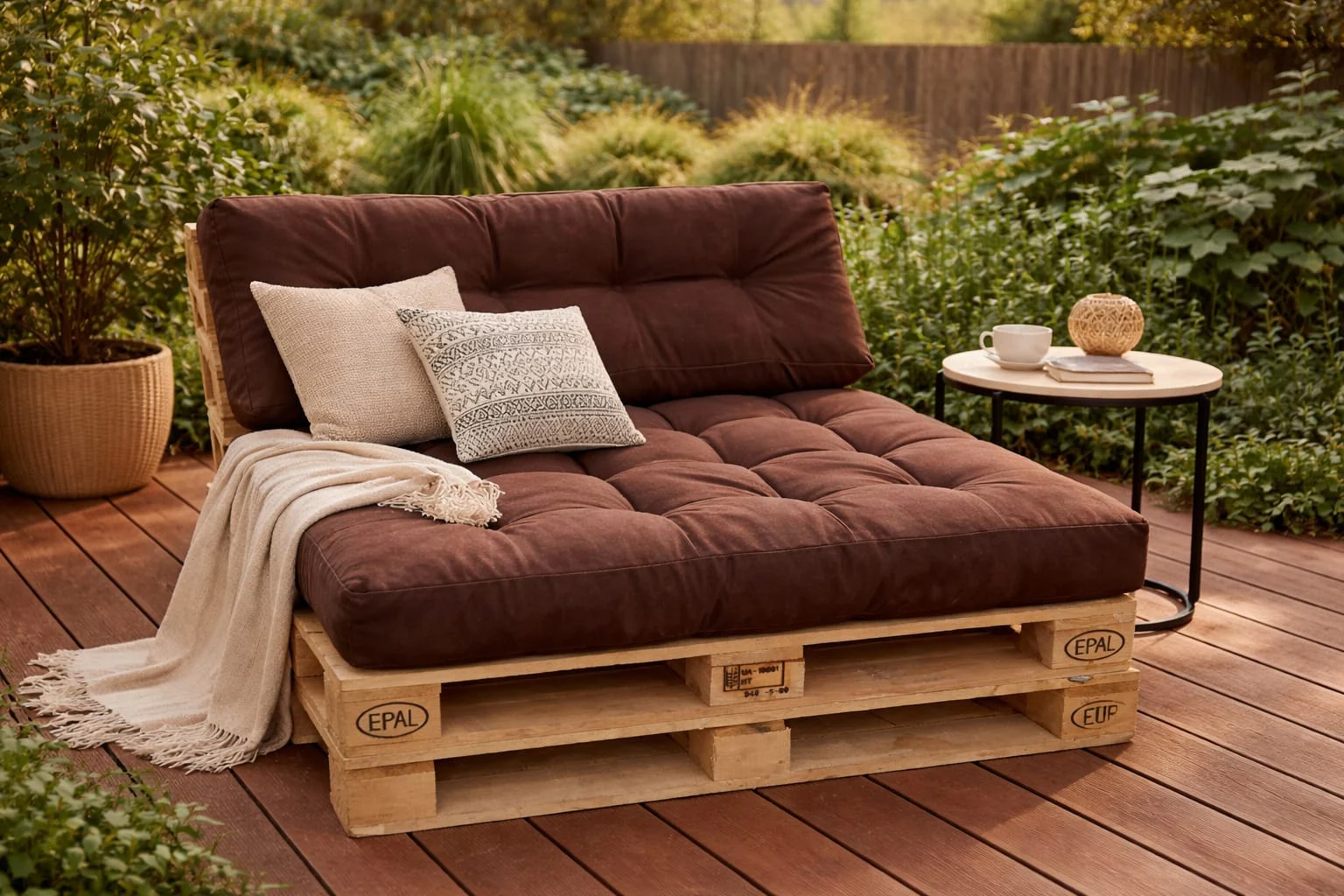 Terasă și grădină - Set perne gradina "Pallet Soft Seating" Maro