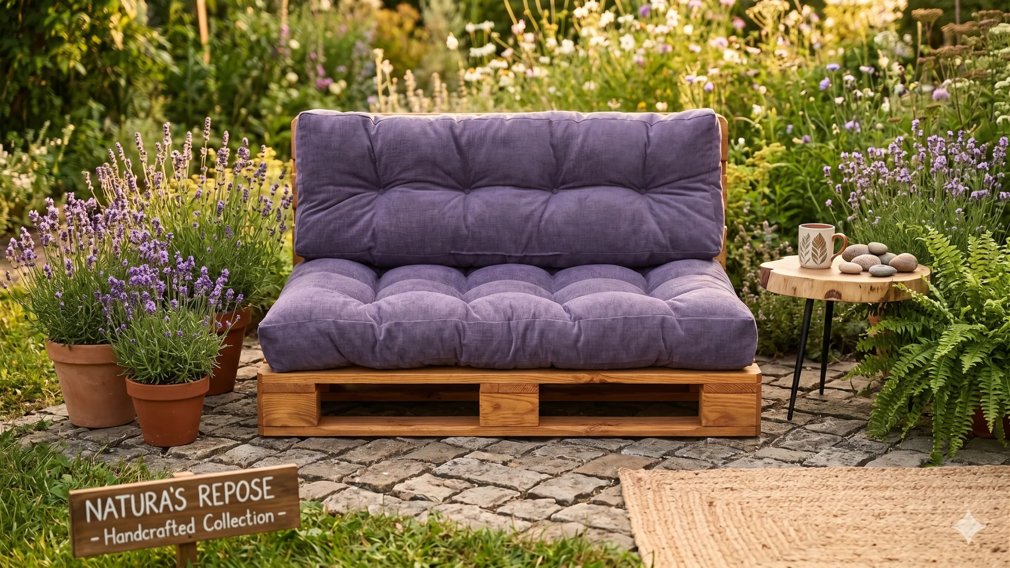 Perne canapea pallet - Set perne gradina "Pallet Soft Seating" Mov inchis