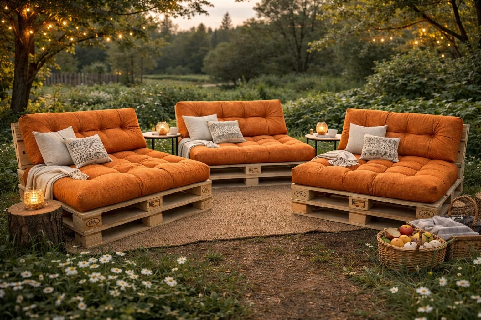 Set perne gradina "Pallet Soft Seating" Orange [4]