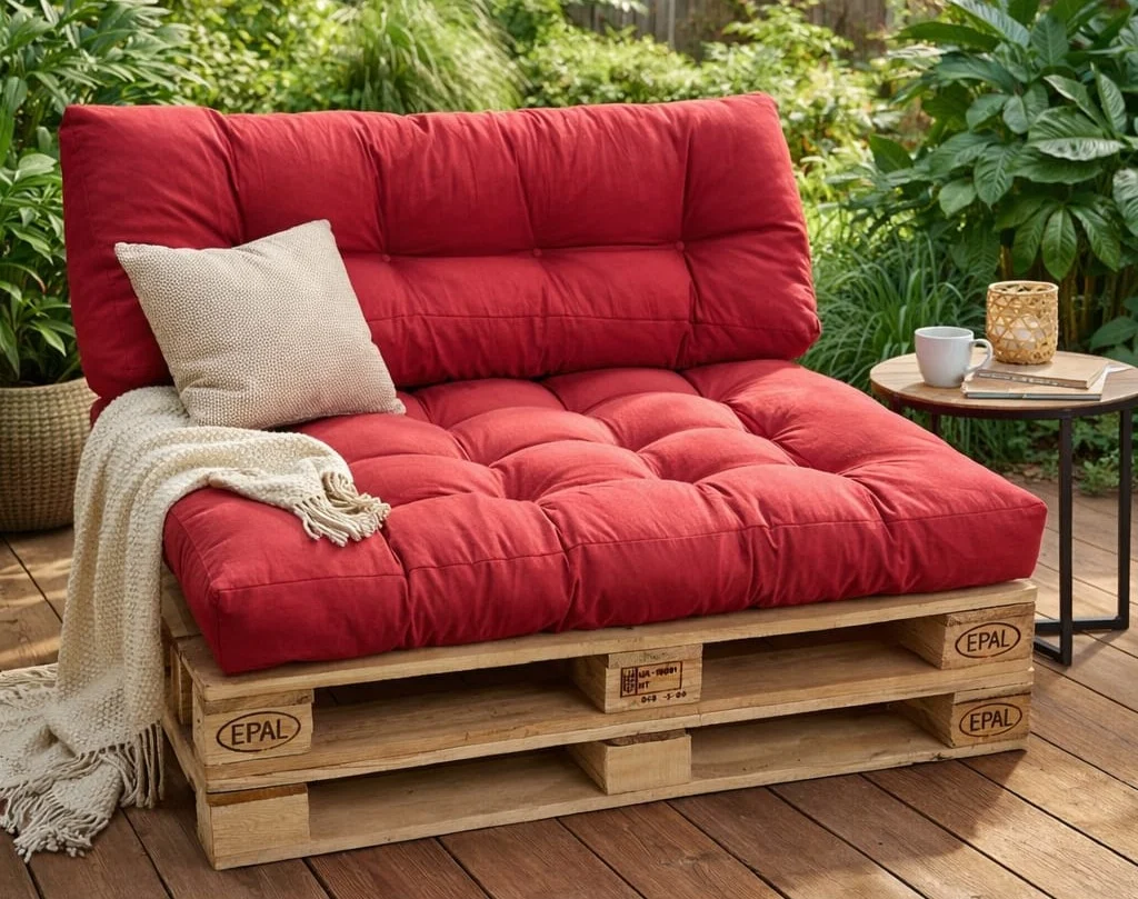 Terasă și grădină - Set perne gradina "Pallet Soft Seating" Rosu