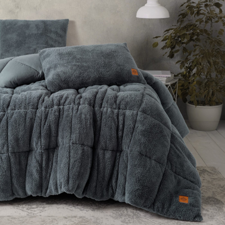 Pilote - Set pilota 195x215 si doua perne 50x70cm, Cotton Box, Pelus - Grey