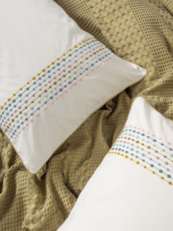 Set pique lenjerie și cuvertură, 4 piese, bumbac 100%, Cotton Box, Pebble - Mustard [1]