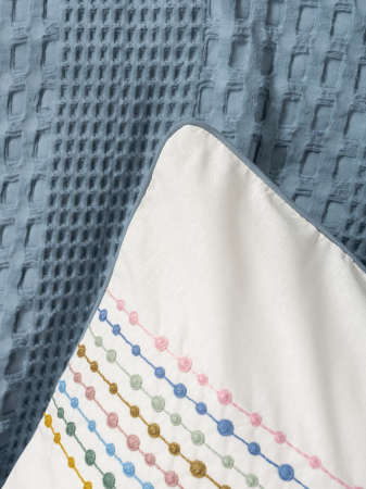 Set pique lenjerie și cuvertură, 4 piese, bumbac 100%, Cotton Box, Pebble - Indigo [2]