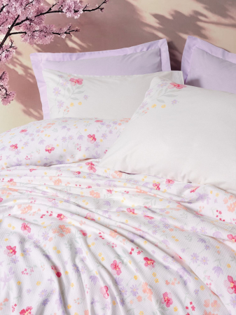 Set pique lenjerie și cuvertură, 4 piese, bumbac 100%, Cotton Box, Winsome - Lilac [1]