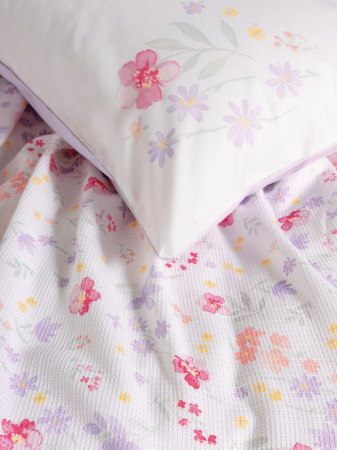 Set pique lenjerie și cuvertură, 4 piese, bumbac 100%, Cotton Box, Winsome - Lilac [2]