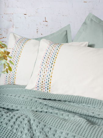 Set pique lenjerie și cuvertură, 4 piese, bumbac 100%, Cotton Box, Pebble - Mint [1]