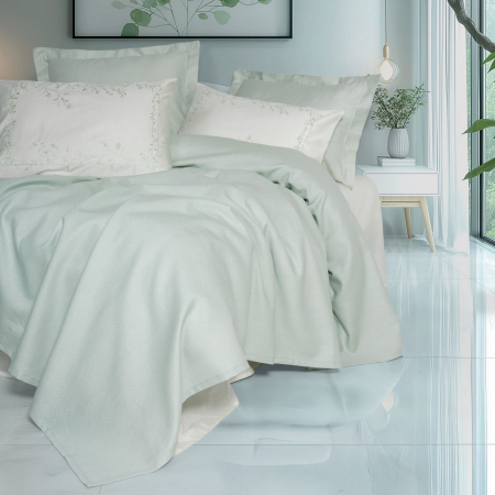 Seturi pique - Set pique lenjerie și cuvertură, 6 piese, Serenity Bamboo, Cotton Box, Brisa - Mint