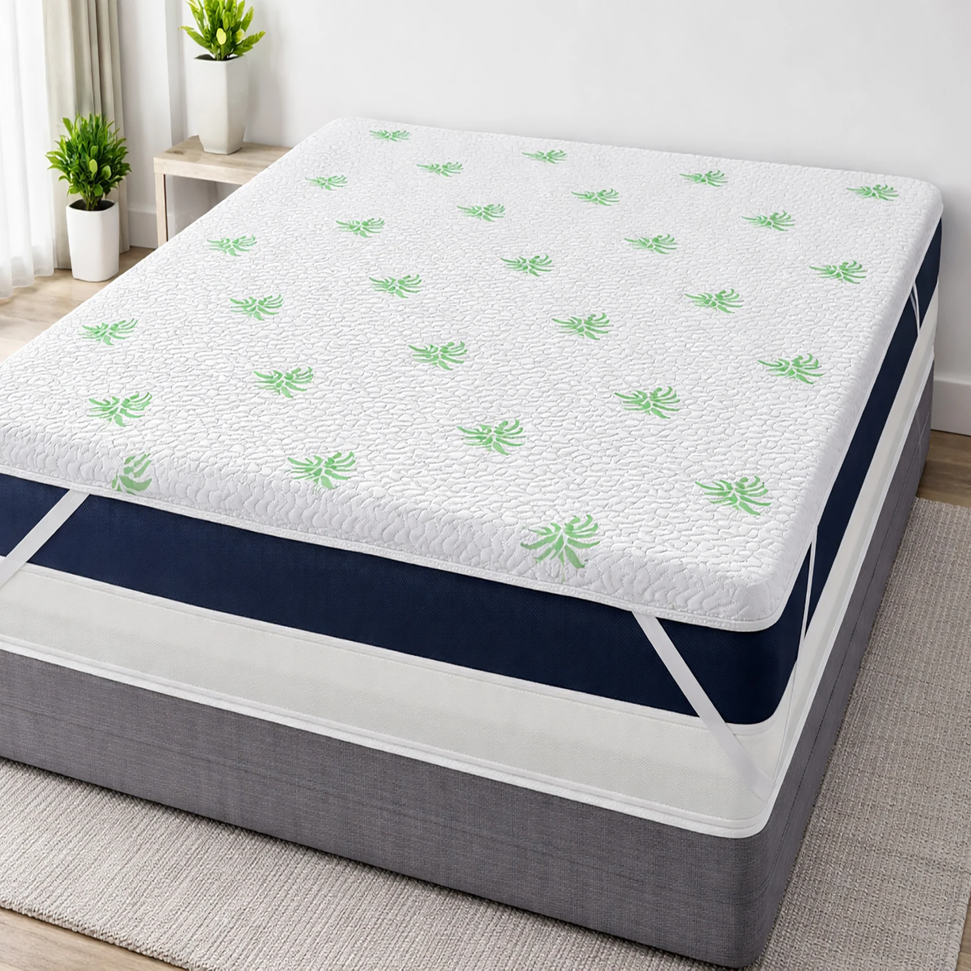 Saltele - Topper Aloe Vera "Fresh Waterproof" - Marime: 90cm x 200cm