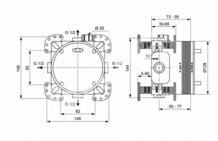 Sistem dus termostatic Ceratherm 100 Ideal standard cu baterie cada-dus [3]