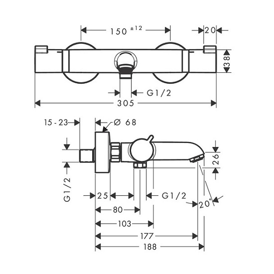 Baterie termostatică cadă Ecostat Comfort Hansgrohe [7]
