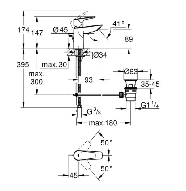 Baterie lavoar monocomandă S Bauedge Grohe [3]