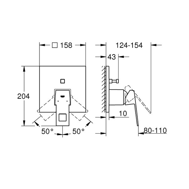 Baterie cadă/duș monocomandă încastrată Eurocube Grohe cu 2 ieșiri [4]
