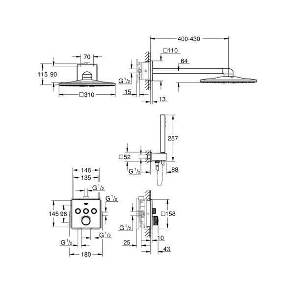 Sistem duș încastrat termostatic Grohtherm Smartcontrol Grohe [2]