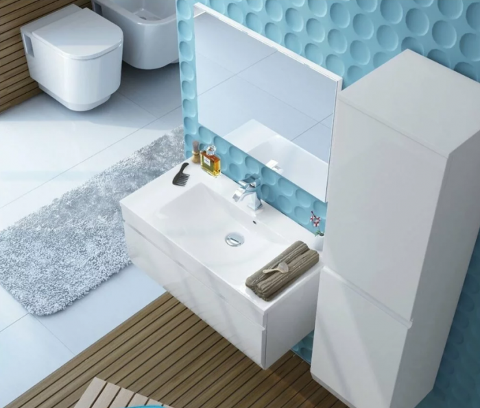Set mobilier suspendat baie si lavoar Horyzont Oristo 60 cm [5]
