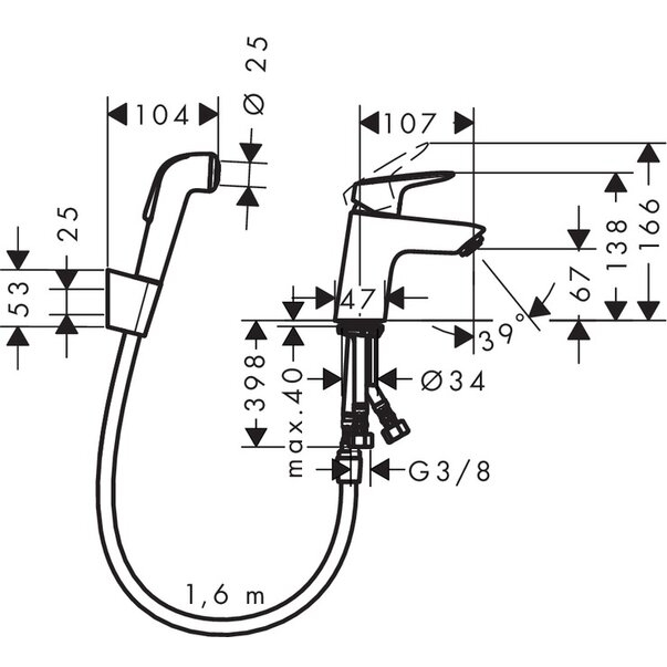 Baterie lavoar Logis Hansgrohe cu duș igienic [2]