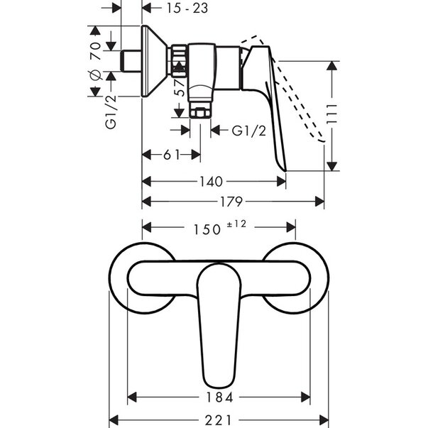 Baterie duș Logis E Hansgrohe [2]
