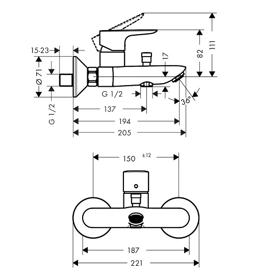 Baterie cadă Talis E Hansgrohe [7]