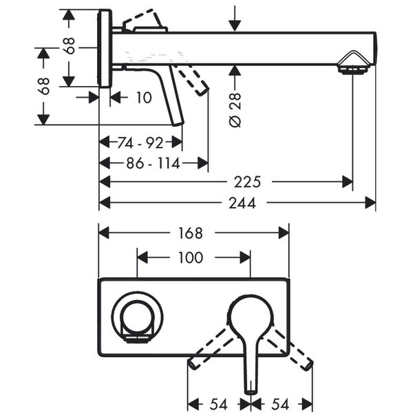 Baterie lavoar Talis S Hansgrohe încastrată, pipă 22,5 cm [2]