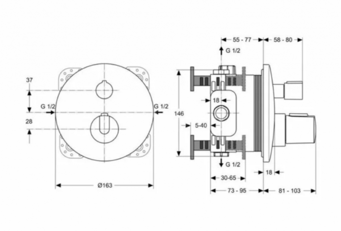 Sistem dus termostatic Ceratherm 100 Ideal standard cu baterie cada-dus [2]