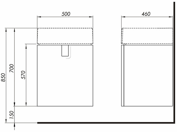 Set mobilier suspendat baie si lavoar Twins Kolo 50 cm [5]
