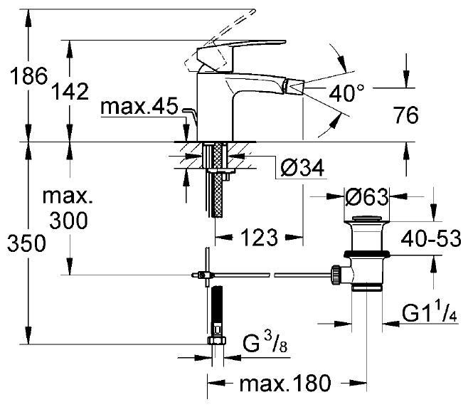 Baterie bideu 33565002 Grohe Eurostyle Cosmopolitan [2]
