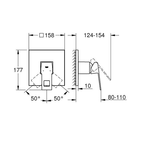 Baterie duș monocomandă încastrată Eurocube Grohe [3]