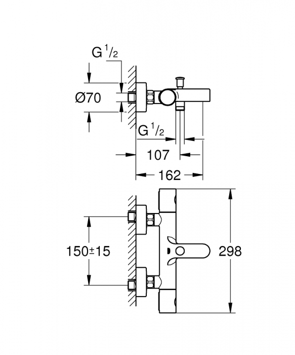 Baterie cada termostatica cu montare pe perete Grohtherm 800 Cosmopolitan Grohe [2]