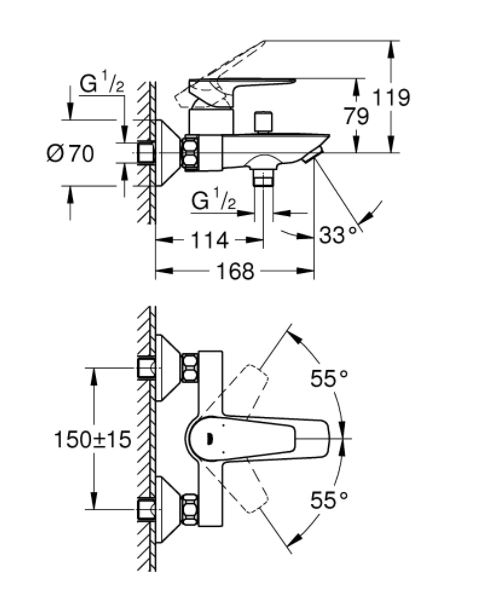 Baterie cadă-dus monocomandă Bauedge Grohe [5]