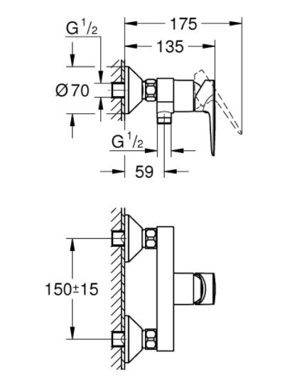 Baterie dus monocomandă Bauedge Grohe [2]