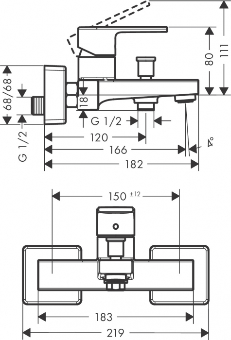 Baterie cadă perete Vernis Shape Hansgrohe [3]