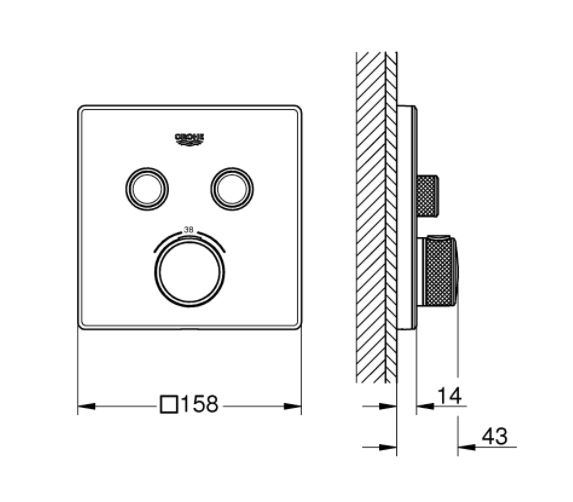 Baterie duș albă încastrată cu termostat Grohtherm Smartcontrol Grohe cu 2 ieșiri - Copie [2]