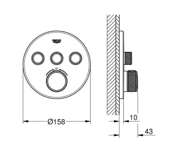 Baterie duș incastrată cu termostat Grohtherm Smartcontrol Grohe cu 3 ieșiri [2]