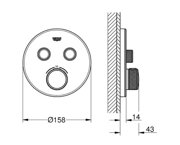 Baterie duș albă încastrată cu termostat Grohtherm Smartcontrol Grohe cu 2 ieșiri [2]