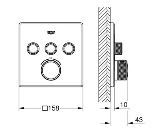 Baterie duș incastrată cu termostat Grohtherm Smartcontrol Grohe cu 3 ieșiri [2]