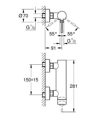 Baterie dus monocomanda 1/2" 33636001 Grohe Essence [2]