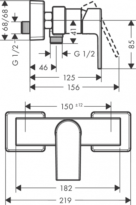 Baterie duș perete Vernis Shape Hansgrohe [5]