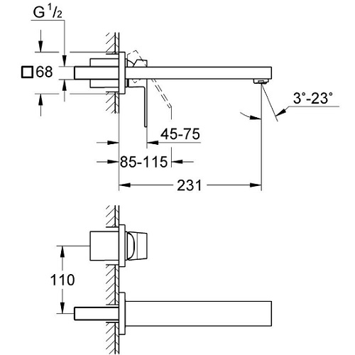 Baterie incastrata Set finish 23447000 Lavoar Perete Grohe Eurocube M [3]