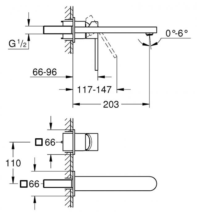 Baterie incastrata Set finish 29306003 Lavoar Perete Grohe Plus [3]