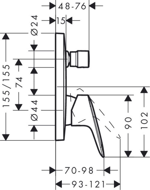 Baterie incastrata Set finish cada-dus Logis Hansgrohe [2]