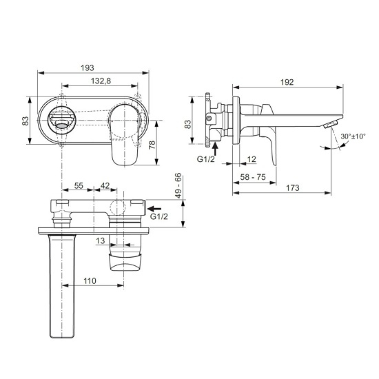 Baterie lavoar Ceraflex Ideal Standard cu pipa 17,2 cm [2]