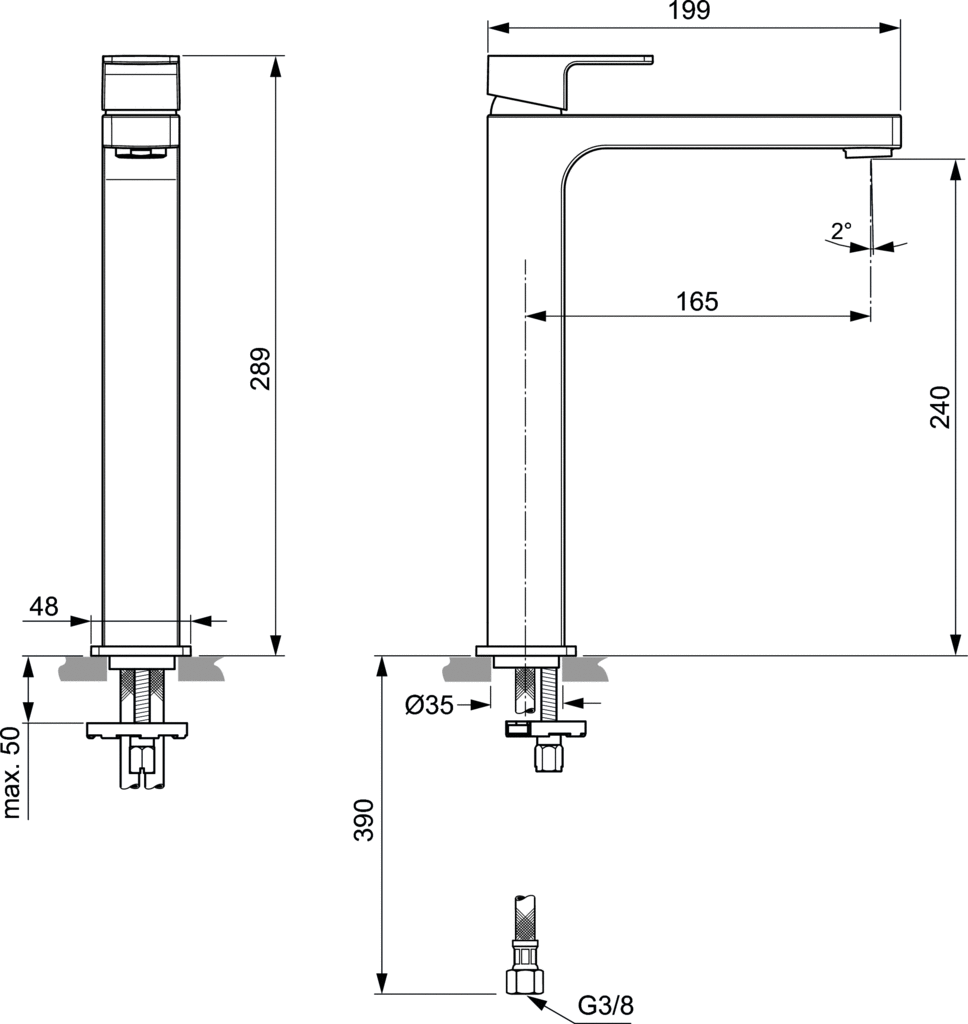 Baterie lavoar Edge Ideal Standard înaltă tip vessel [2]