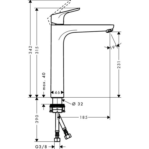 Baterie lavoar Focus 230 Hansgrohe [2]