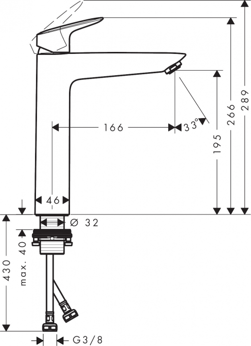 Baterie lavoar inalta Logis 190 Hansgrohe [9]