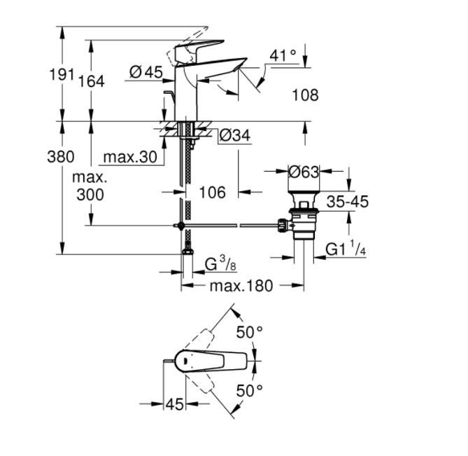 Baterie lavoar monocomandă M Bauedge Grohe [3]