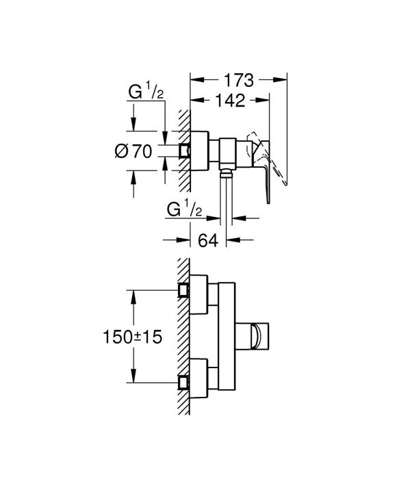 Baterie monocomanda pentru dus 33865001 Grohe Lineare [2]