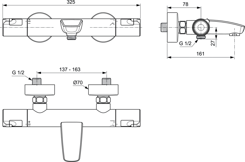 Baterie termostatica de cada si dus Ceratherm T150 Ideal Standard [2]