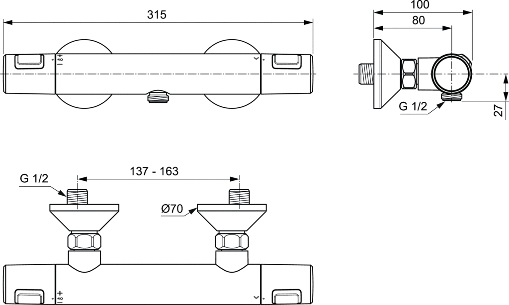 Baterie termostatica de dus Ceratherm T25 Ideal Standard [2]